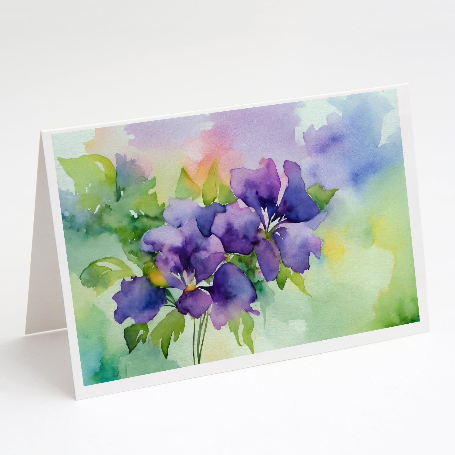 Buy this New Jersey Violet in Watercolor Greeting Cards and Envelopes Pack of 8