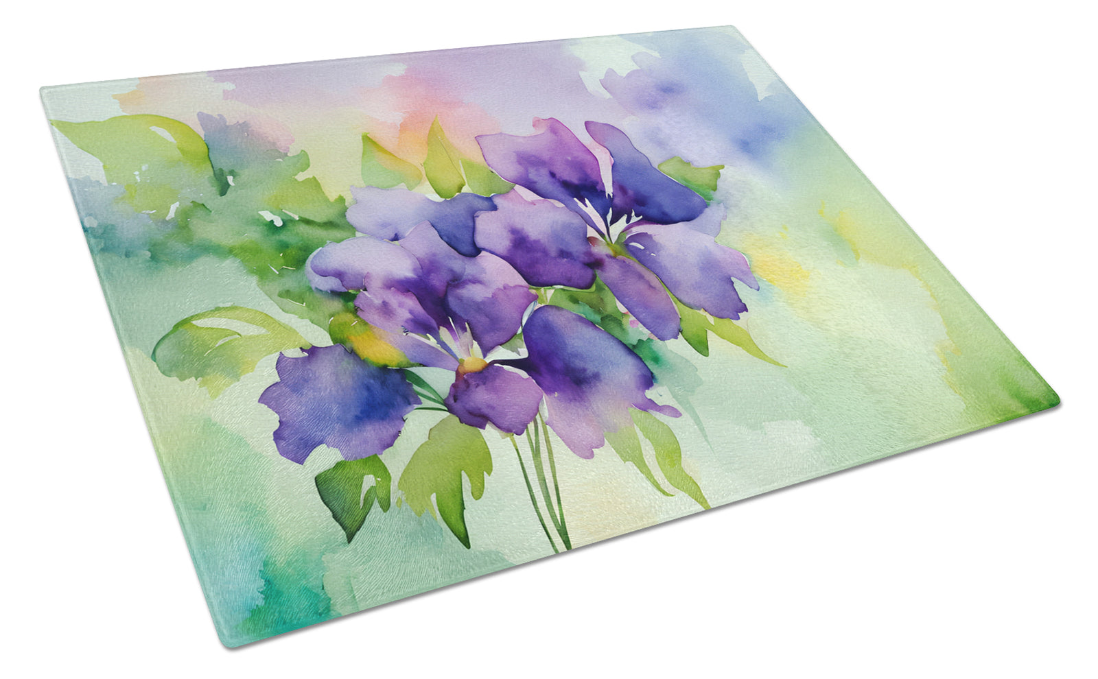 Buy this New Jersey Violet in Watercolor Glass Cutting Board Large