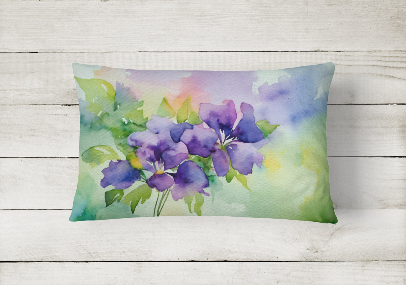 New Jersey Violet in Watercolor Fabric Decorative Pillow