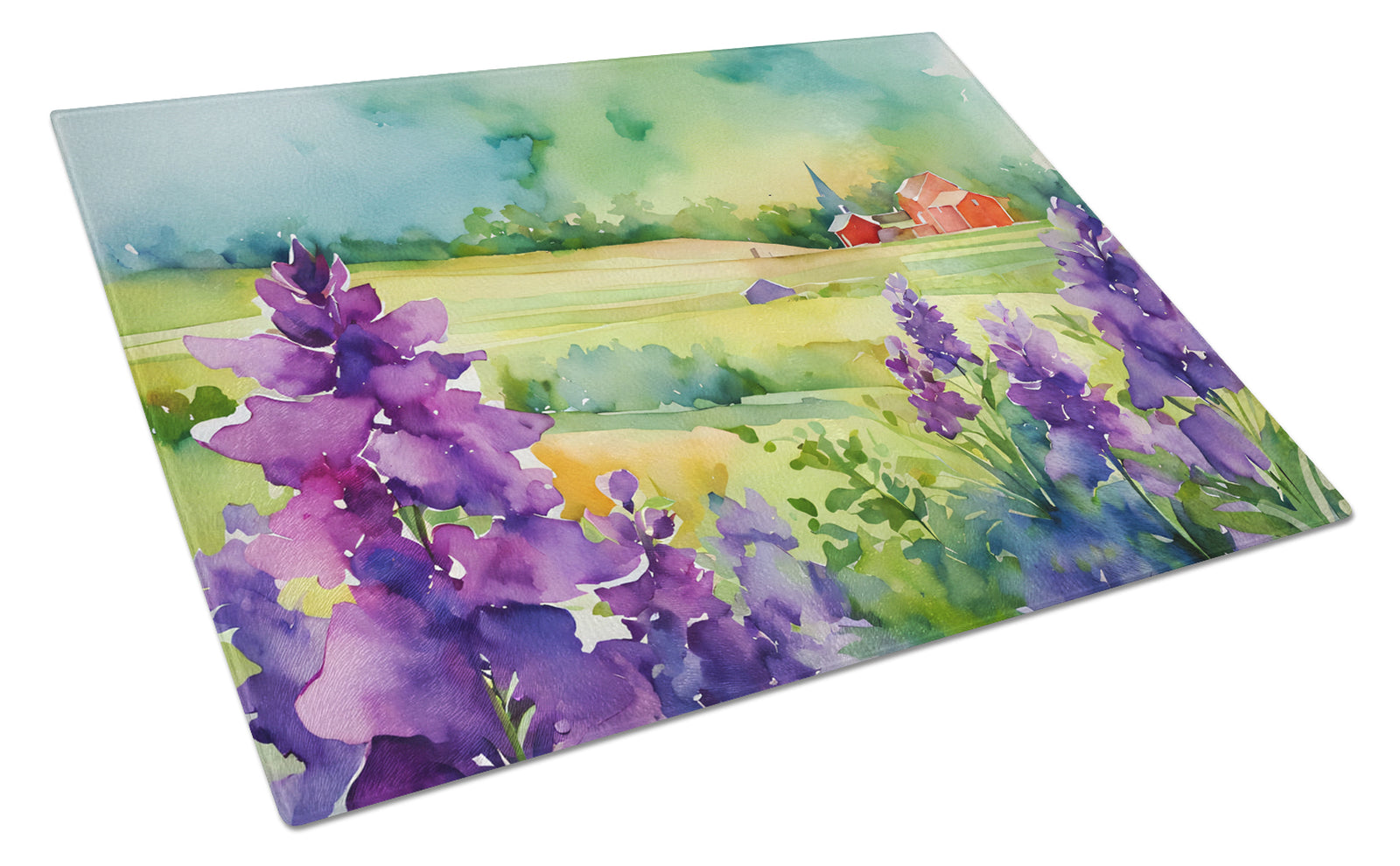 Buy this New Jersey Violet in Watercolor Glass Cutting Board Large