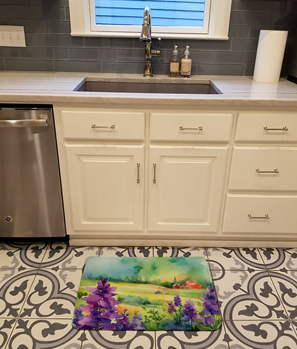 New Jersey Violet in Watercolor Memory Foam Kitchen Mat