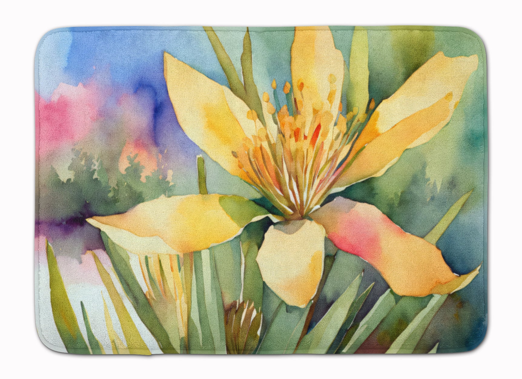 Buy this New Mexico Yucca Flower in Watercolor Memory Foam Kitchen Mat