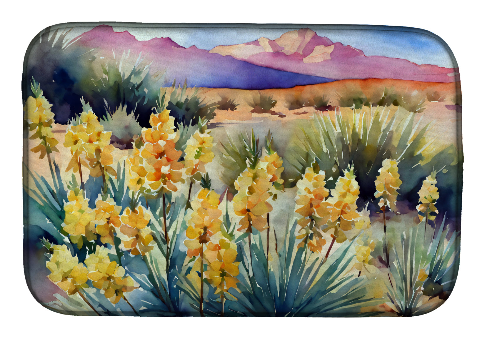 Buy this New Mexico Yucca Flower in Watercolor Dish Drying Mat