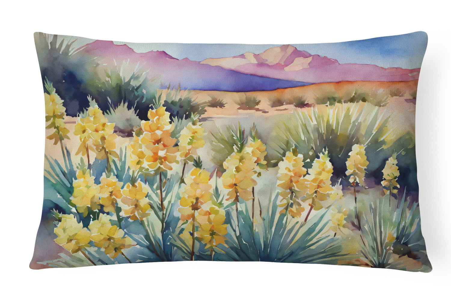 Buy this New Mexico Yucca Flower in Watercolor Fabric Decorative Pillow