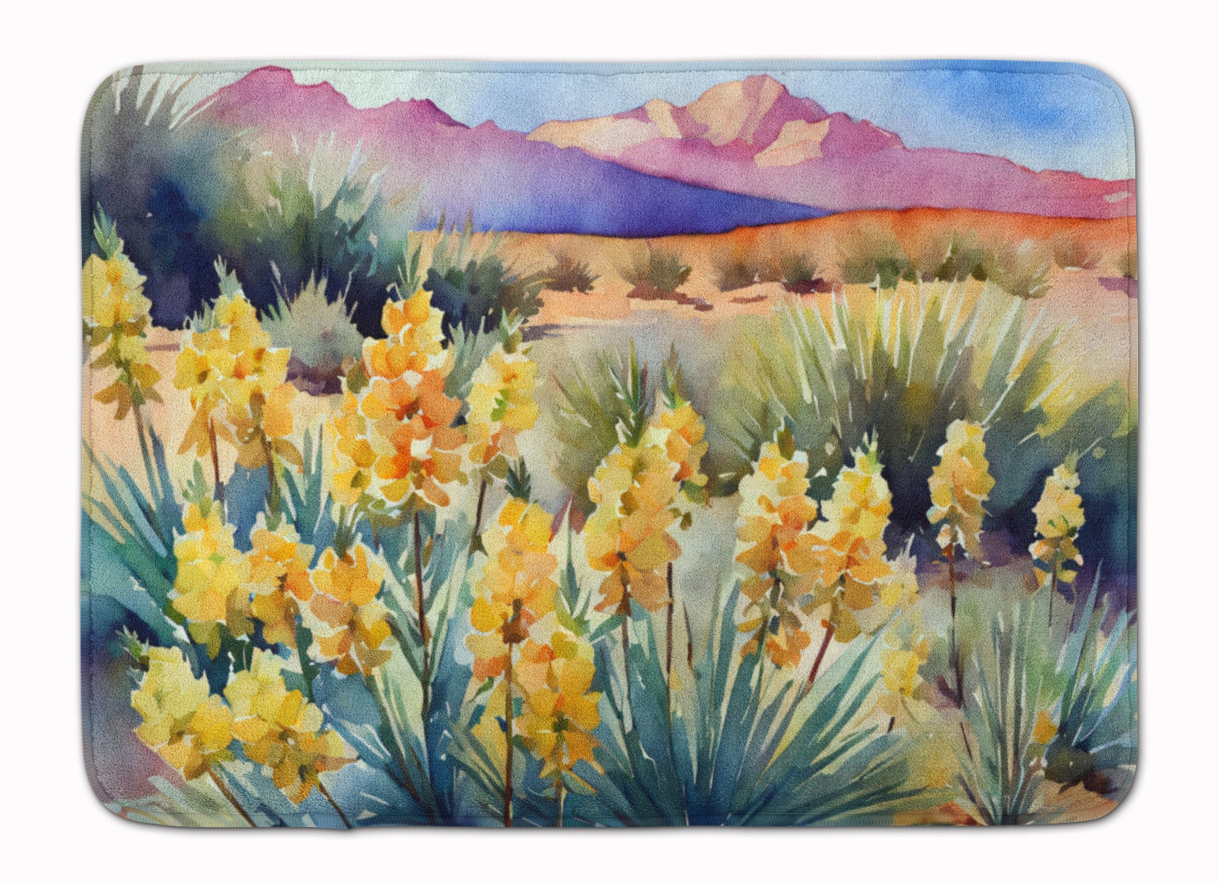 Buy this New Mexico Yucca Flower in Watercolor Memory Foam Kitchen Mat