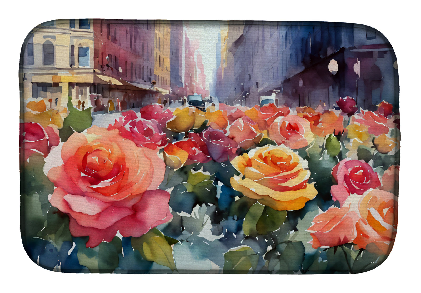 Buy this New York Roses in Watercolor Dish Drying Mat