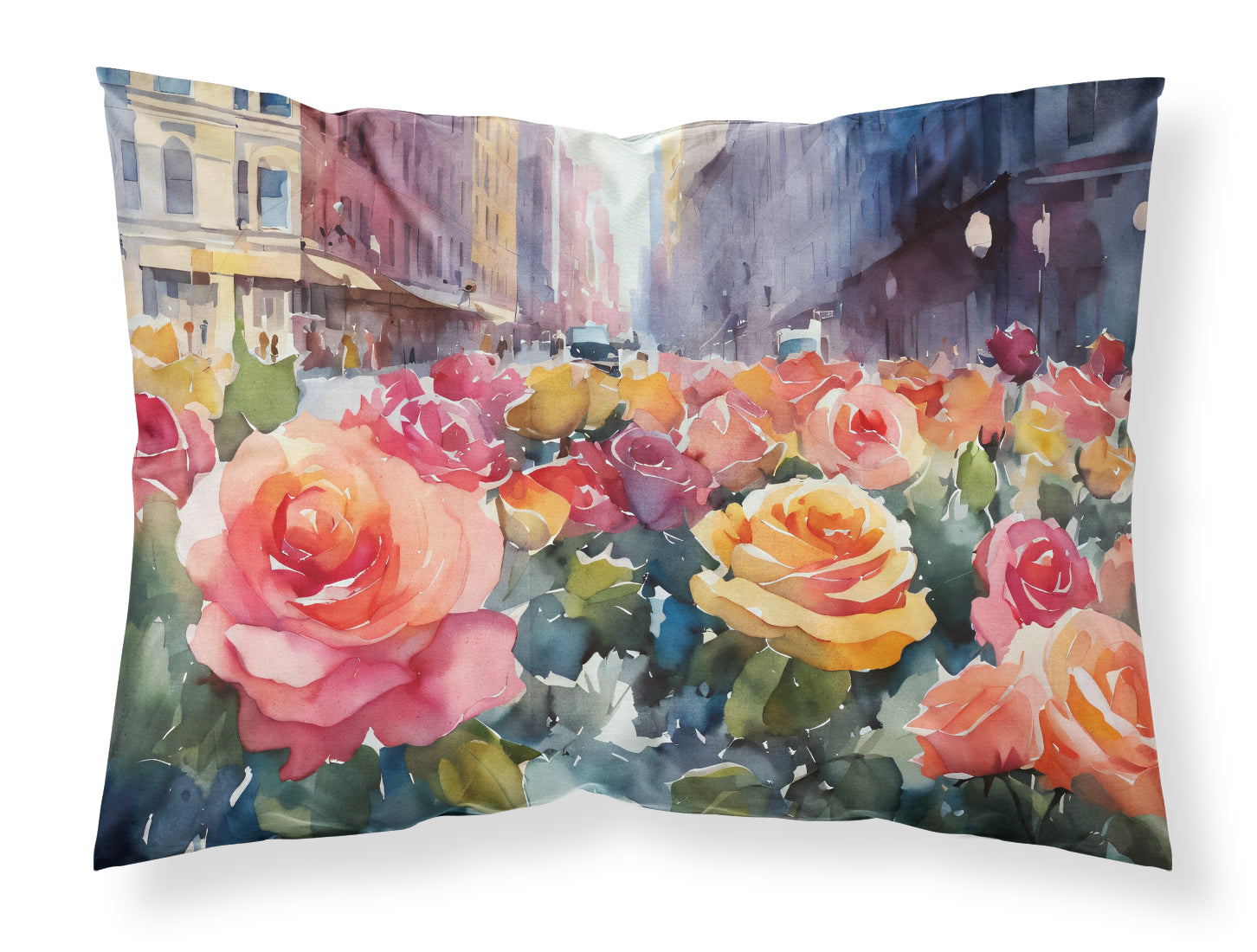 Buy this New York Roses in Watercolor Fabric Standard Pillowcase