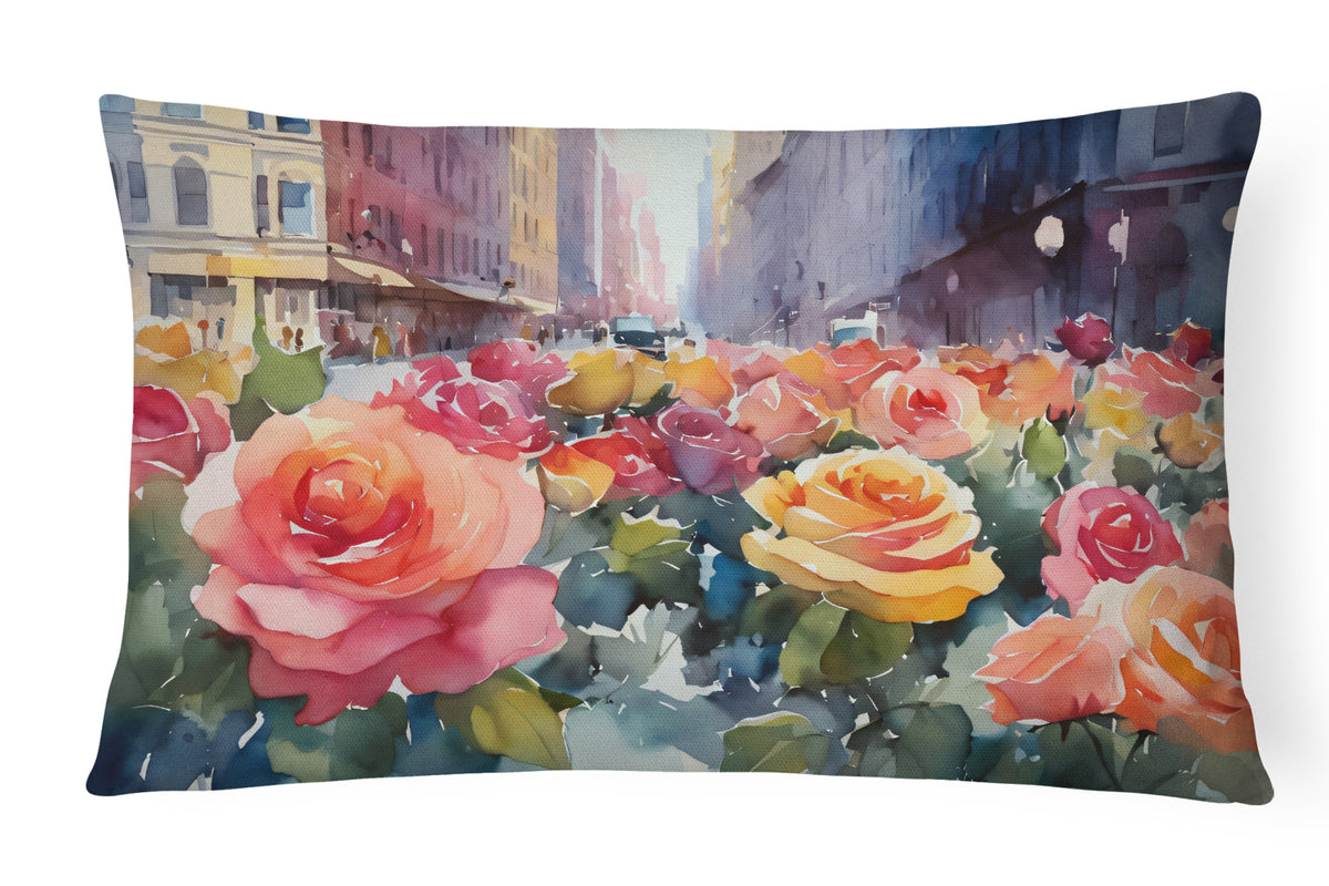 Buy this New York Roses in Watercolor Fabric Decorative Pillow
