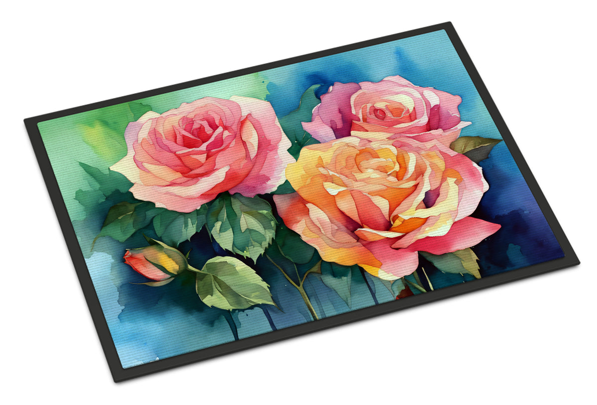 Buy this New York Roses in Watercolor Indoor or Outdoor Mat 24x36