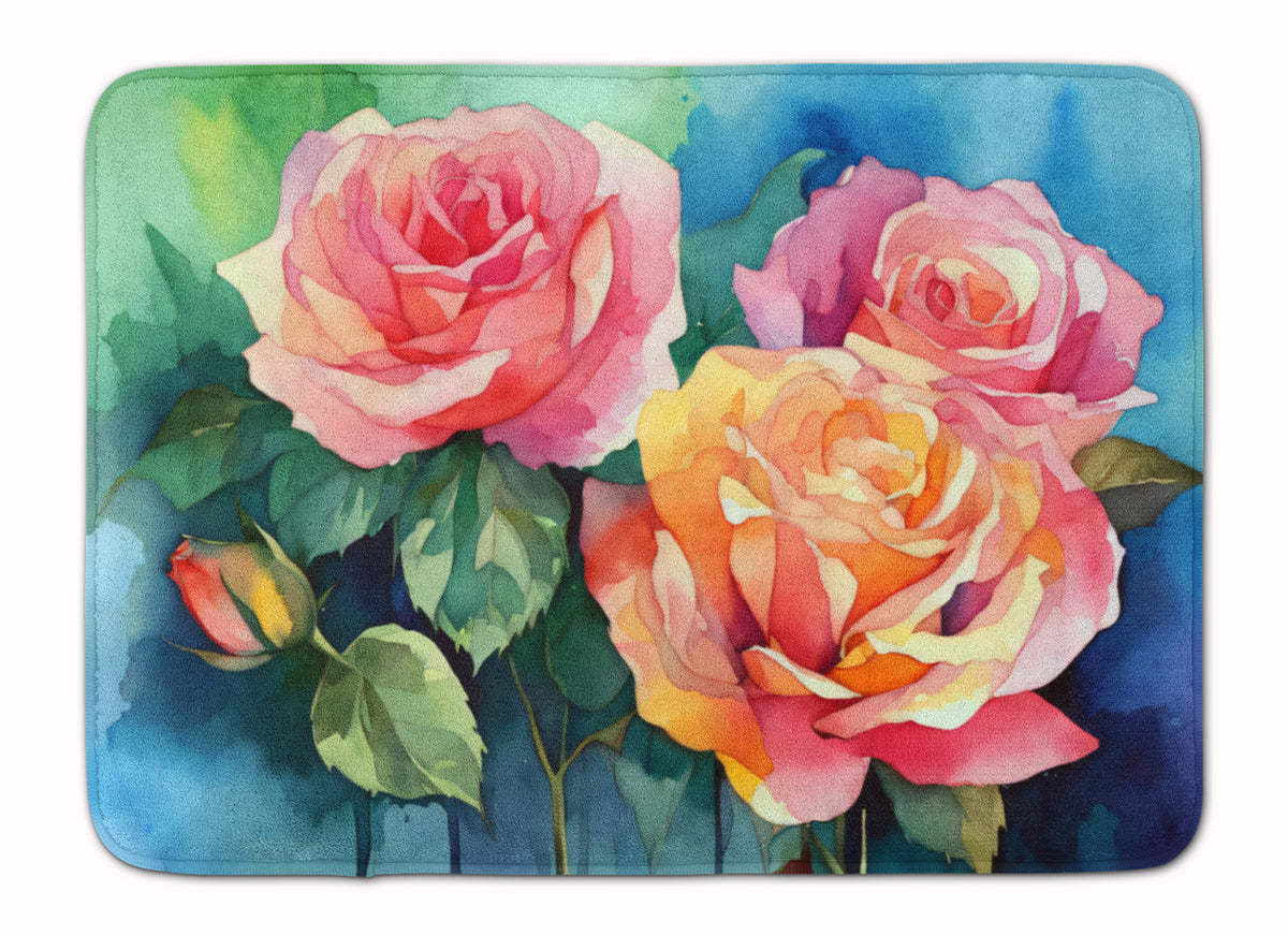 Buy this New York Roses in Watercolor Memory Foam Kitchen Mat