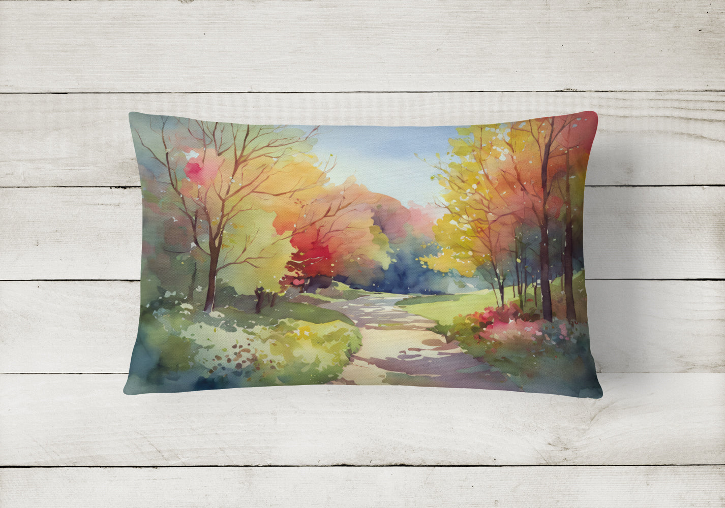 Buy this North Carolina Dogwoods in Watercolor Fabric Decorative Pillow