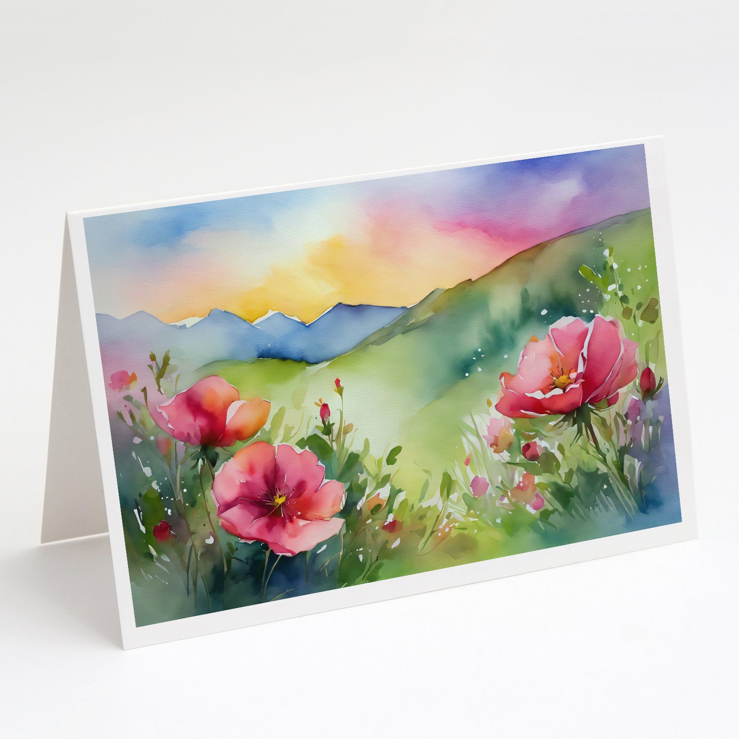 Buy this North Dakota Wild Prairie Roses in Watercolor Greeting Cards and Envelopes Pack of 8