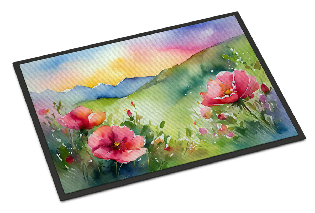 Buy this North Dakota Wild Prairie Roses in Watercolor Indoor or Outdoor Mat 24x36