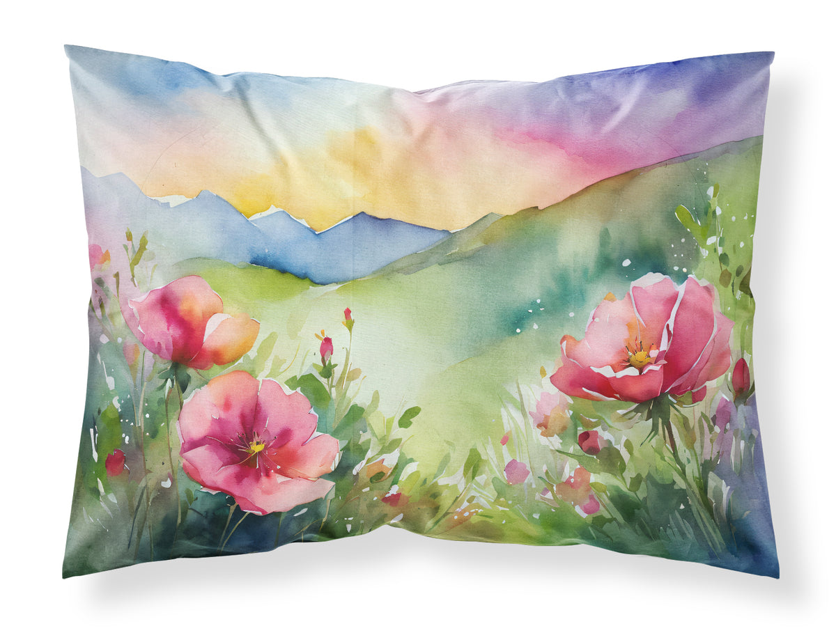 Buy this North Dakota Wild Prairie Roses in Watercolor Fabric Standard Pillowcase