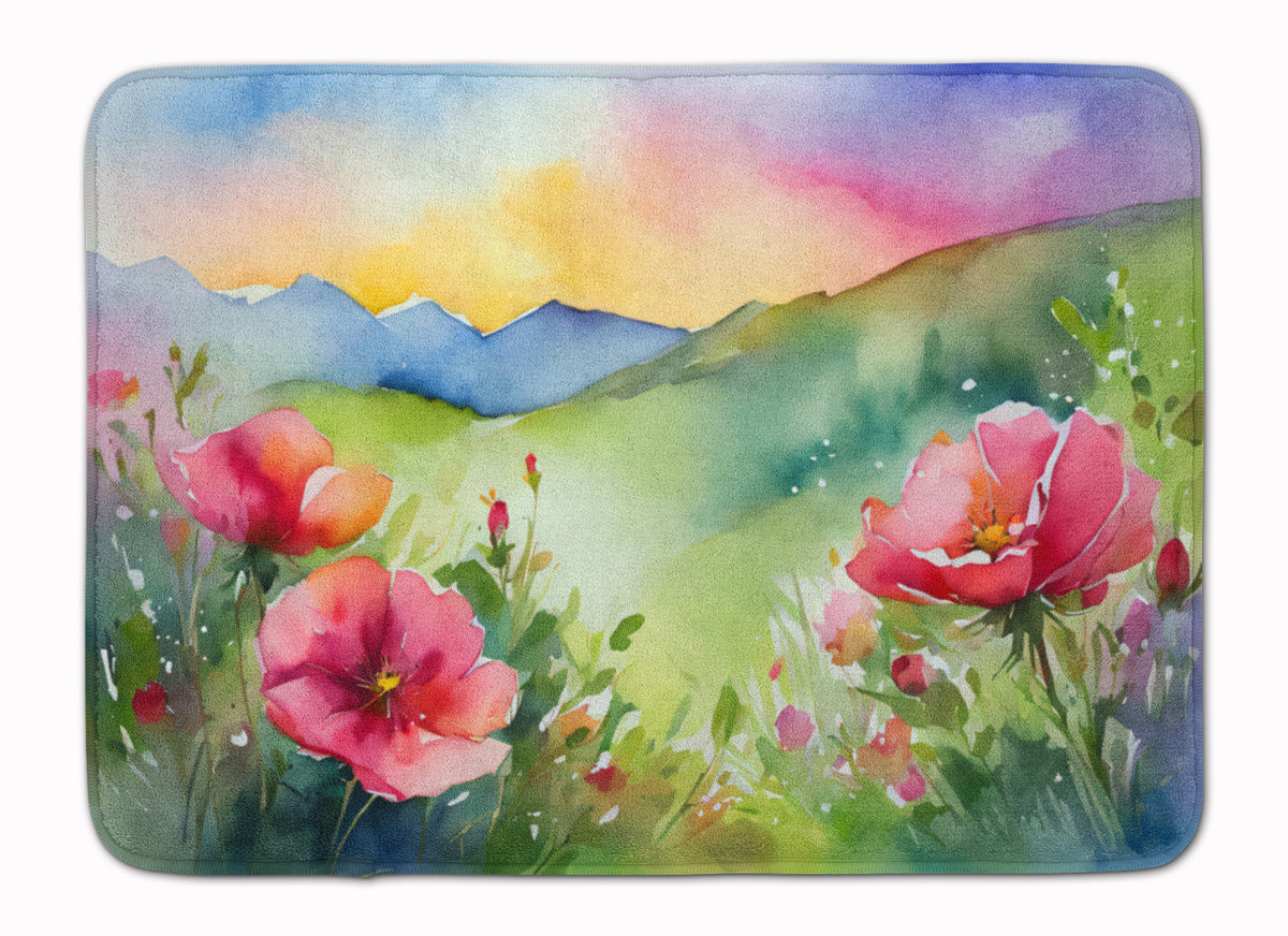 Buy this North Dakota Wild Prairie Roses in Watercolor Memory Foam Kitchen Mat