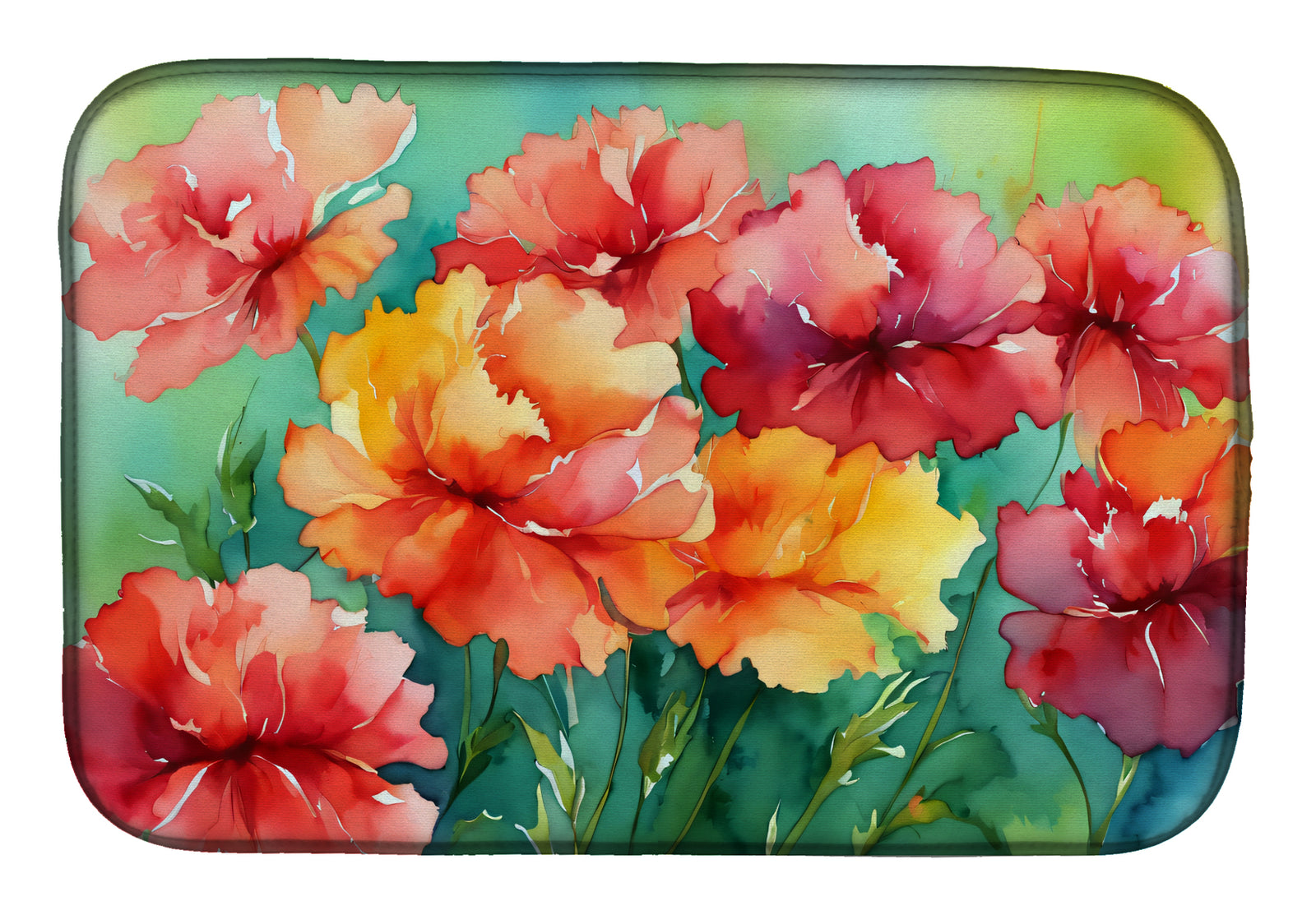 Buy this Ohio Scarlet Carnations in Watercolor Dish Drying Mat