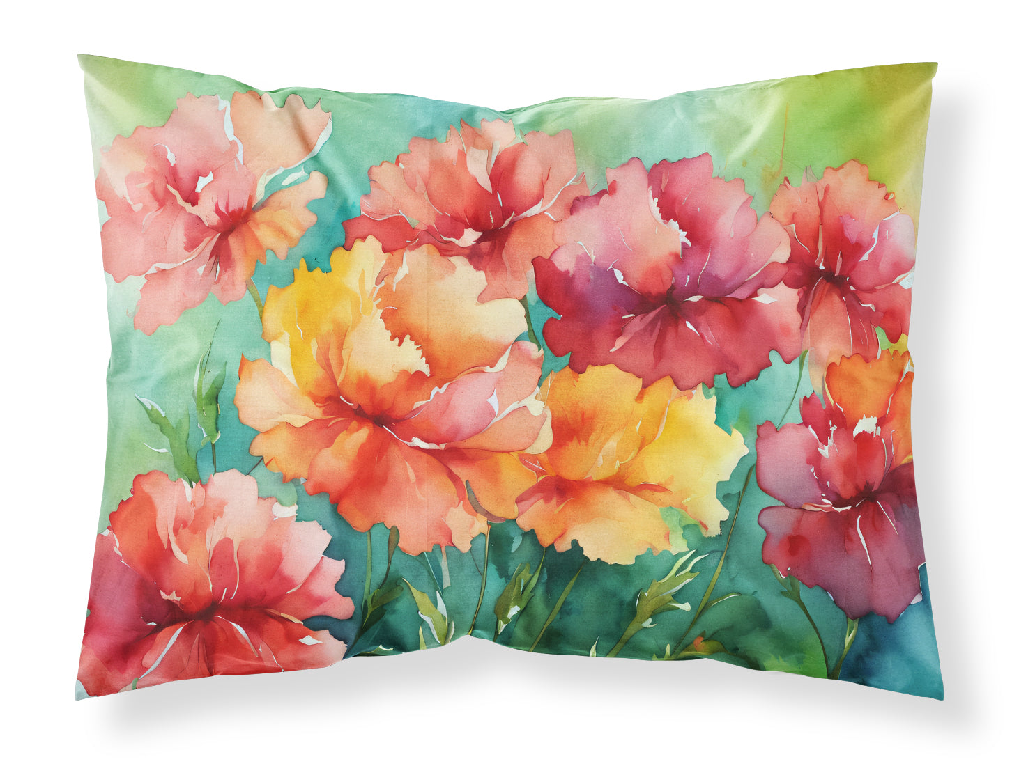 Buy this Ohio Scarlet Carnations in Watercolor Fabric Standard Pillowcase