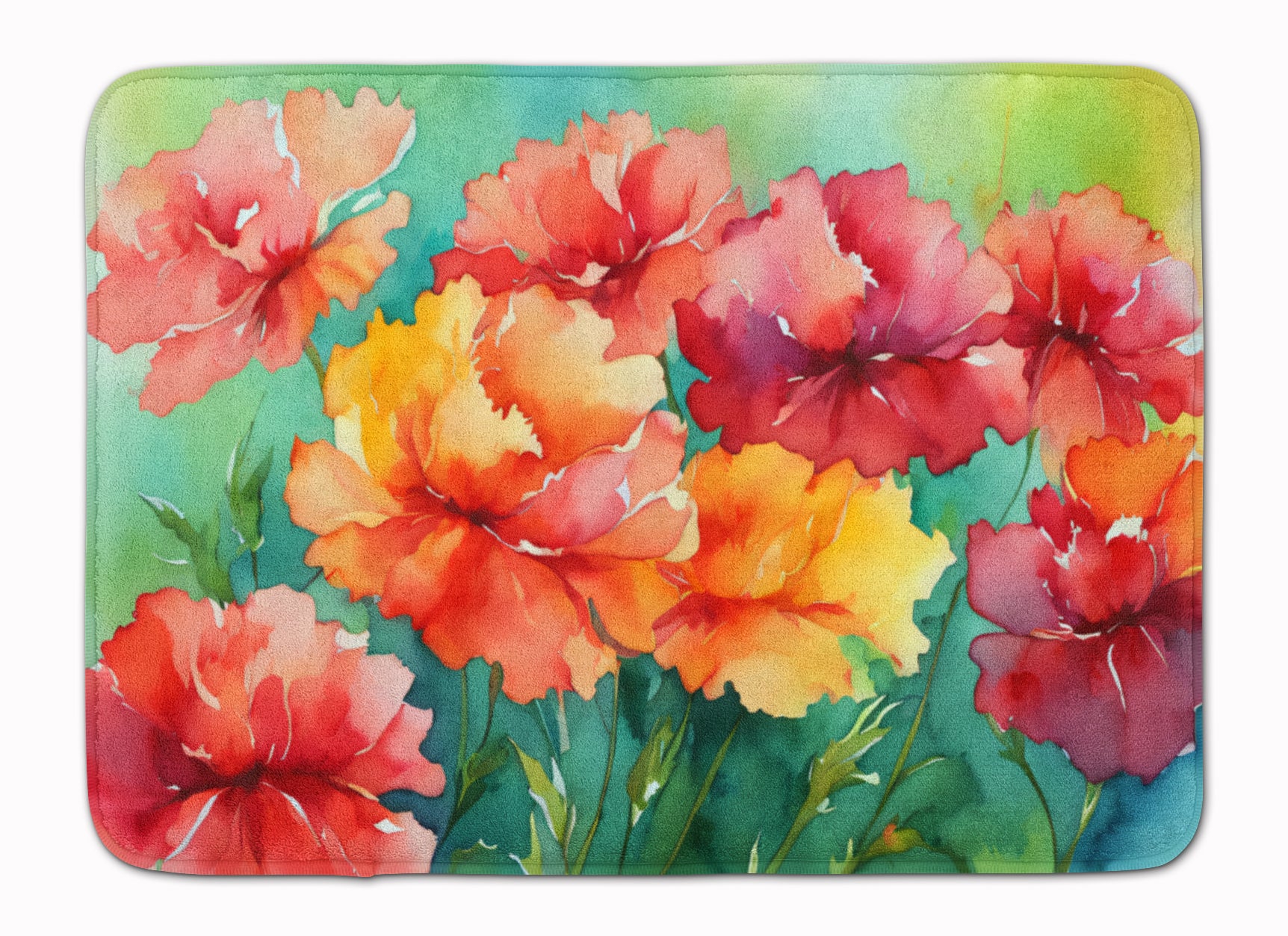 Buy this Ohio Scarlet Carnations in Watercolor Memory Foam Kitchen Mat