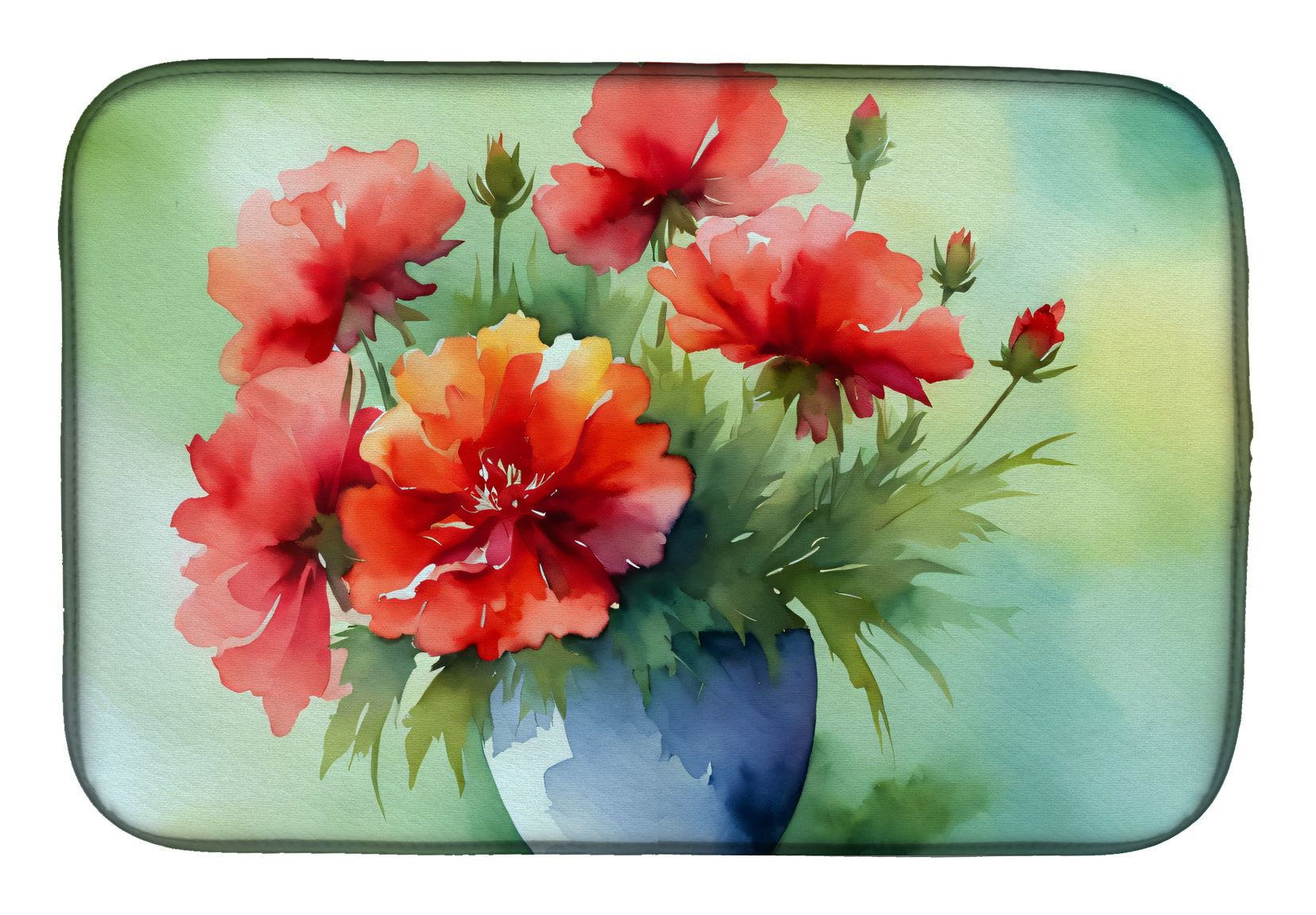 Buy this Ohio Scarlet Carnations in Watercolor Dish Drying Mat