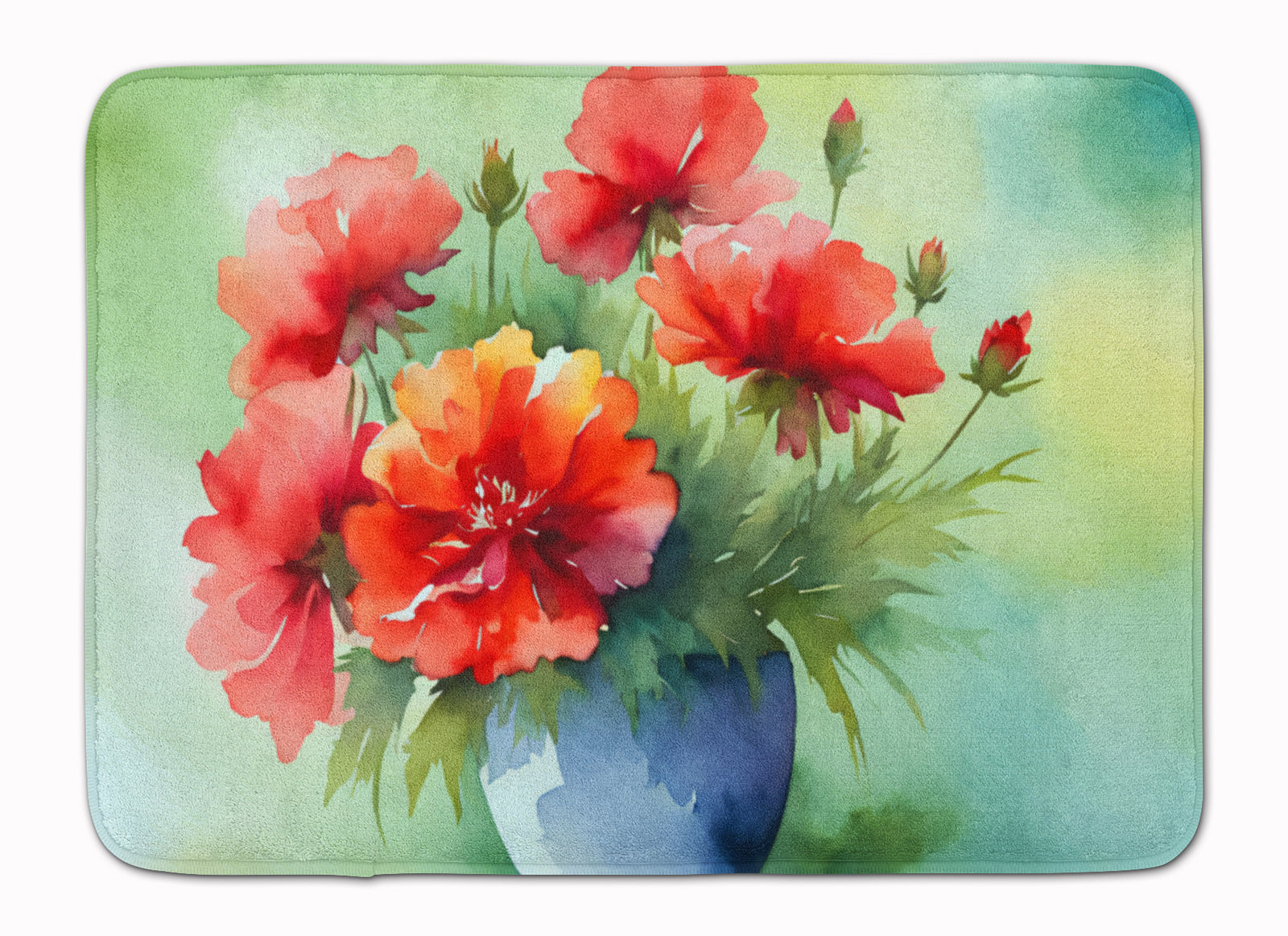Buy this Ohio Scarlet Carnations in Watercolor Memory Foam Kitchen Mat