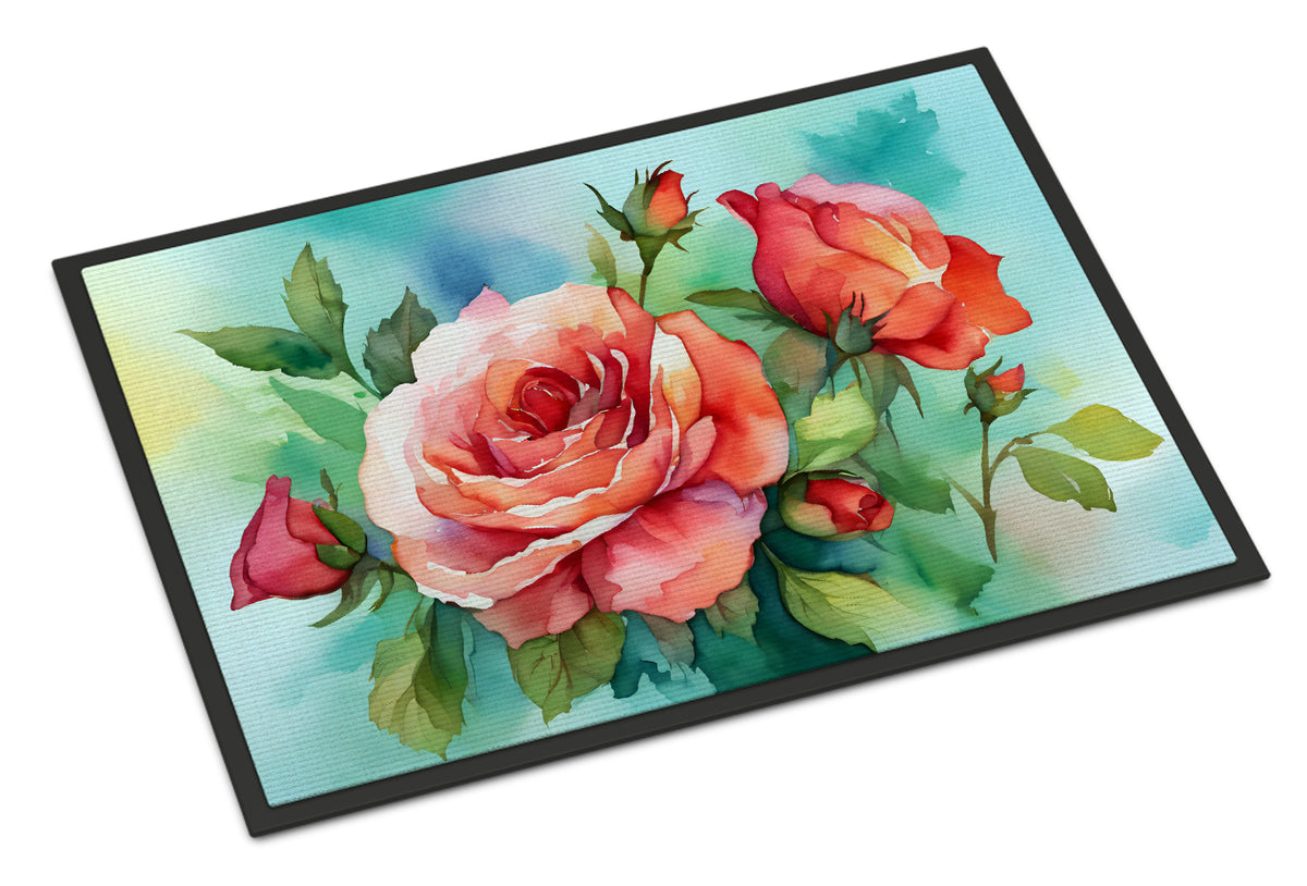 Buy this Oklahoma Roses in Watercolor Indoor or Outdoor Mat 24x36
