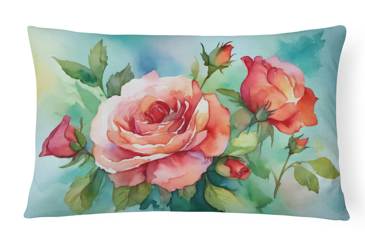 Buy this Oklahoma Roses in Watercolor Fabric Decorative Pillow