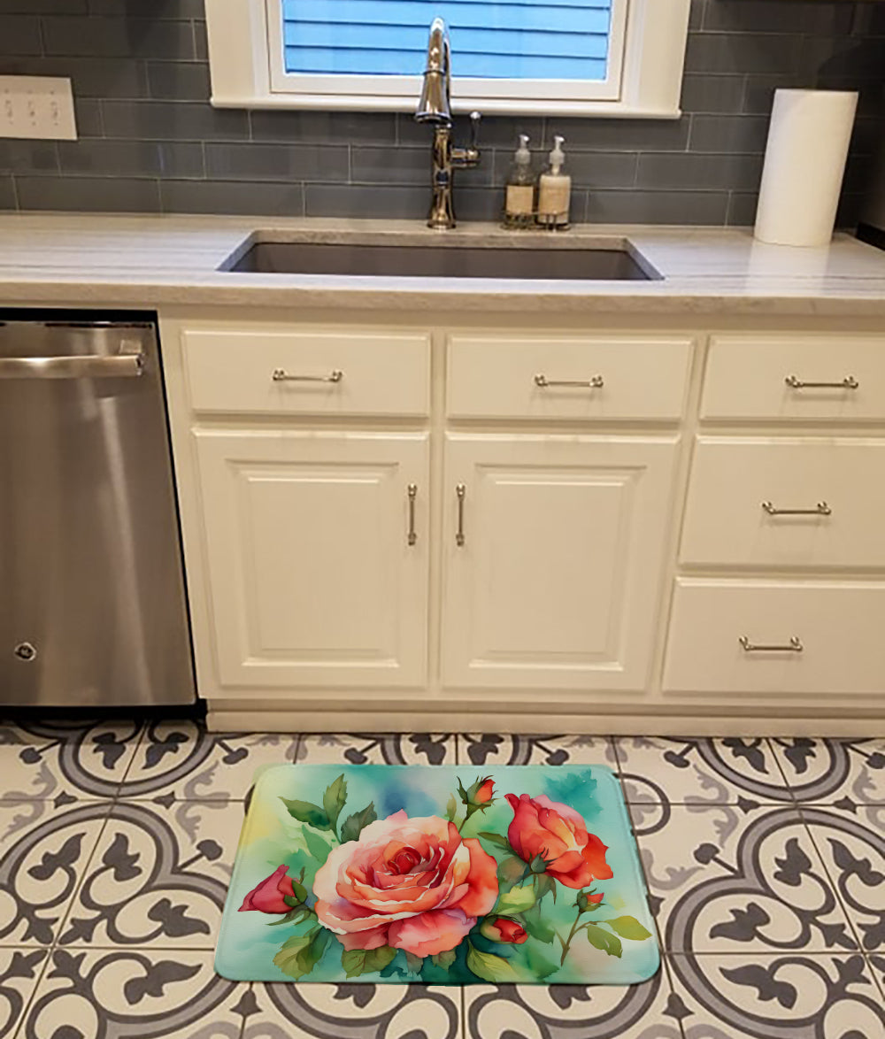 Buy this Oklahoma Roses in Watercolor Memory Foam Kitchen Mat
