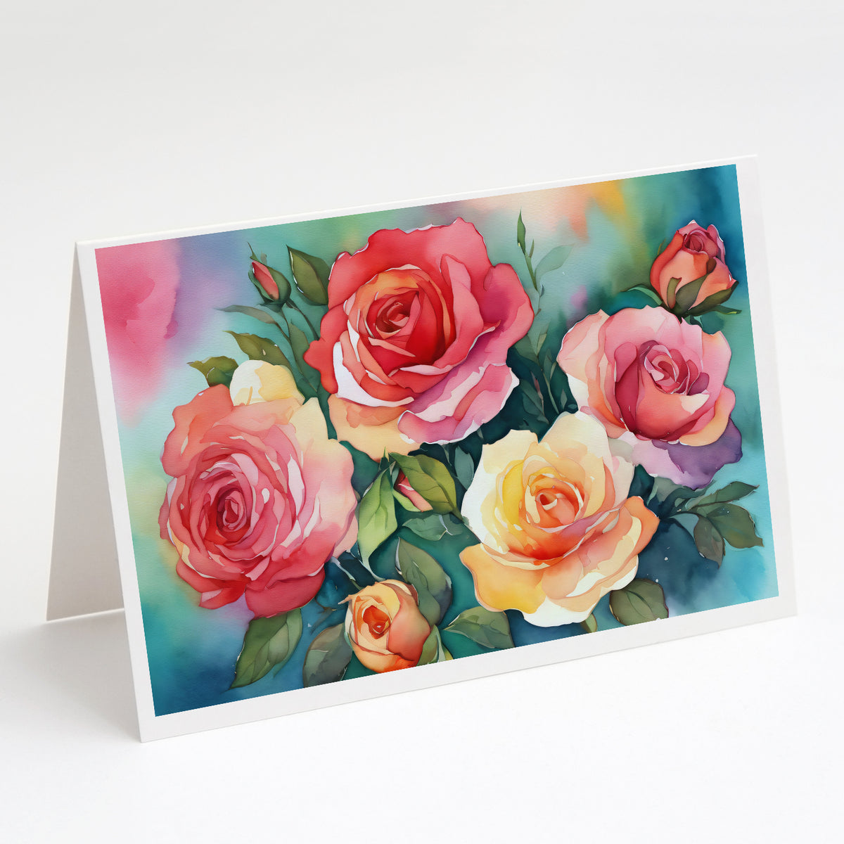 Buy this Oklahoma Roses in Watercolor Greeting Cards and Envelopes Pack of 8