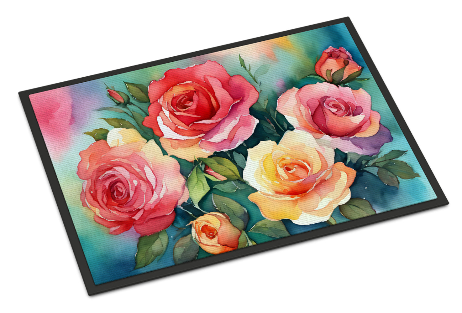 Buy this Oklahoma Roses in Watercolor Doormat 18x27