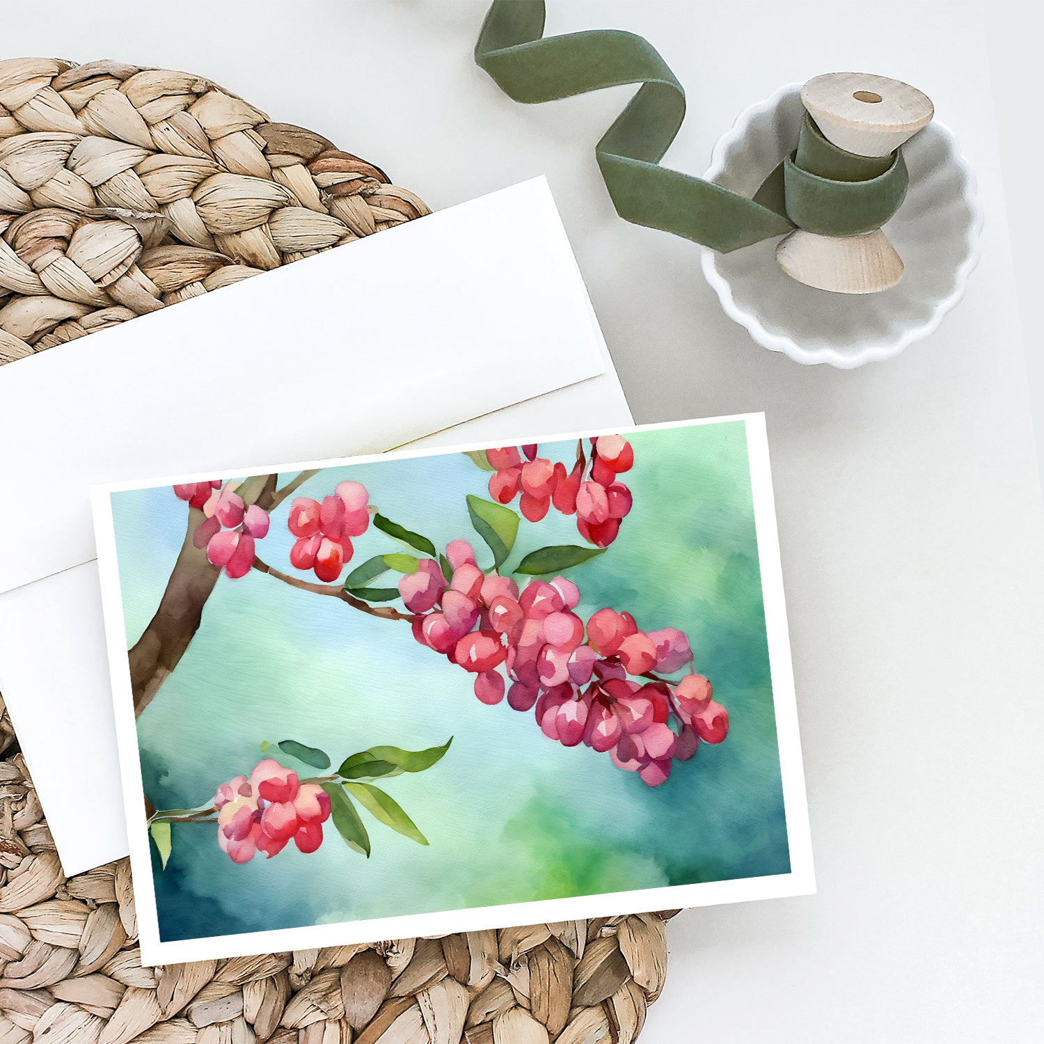 Caroline's Treasures Pennsylvania Mountain Laurels in Watercolor Greeting Cards - Blank Note Cards – 8-Pack of Artist-Designed Cards with Envelopes