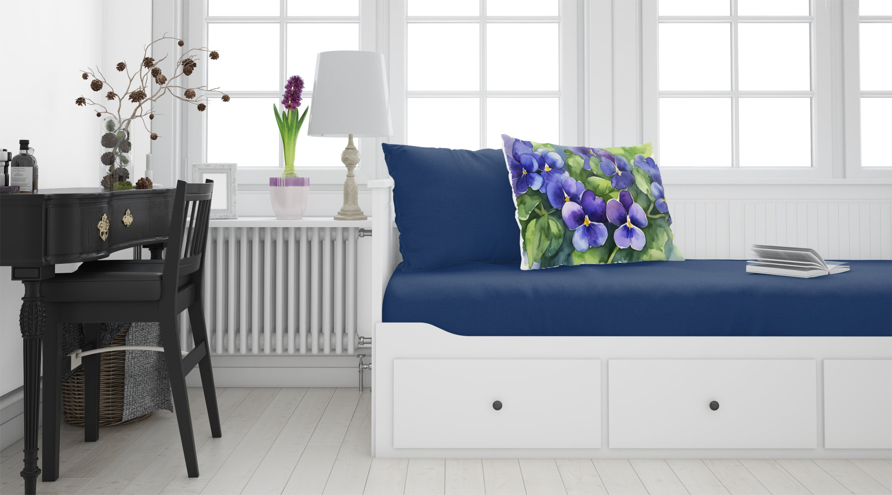 Rhode Island Violets in Watercolor Fabric Standard Pillowcase