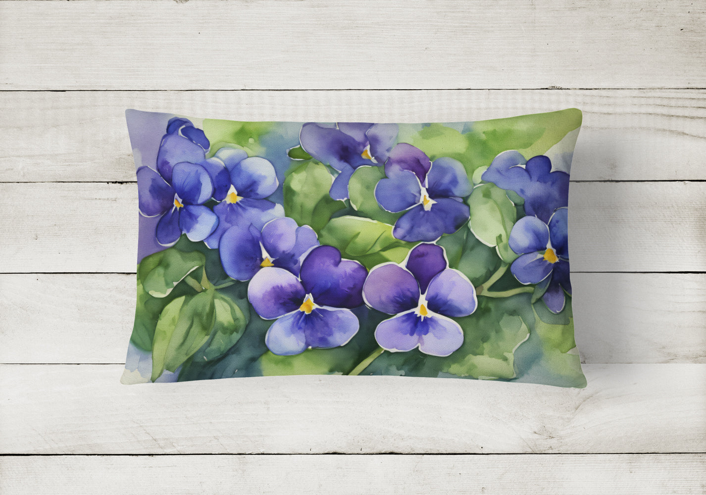 Rhode Island Violets in Watercolor Fabric Decorative Pillow