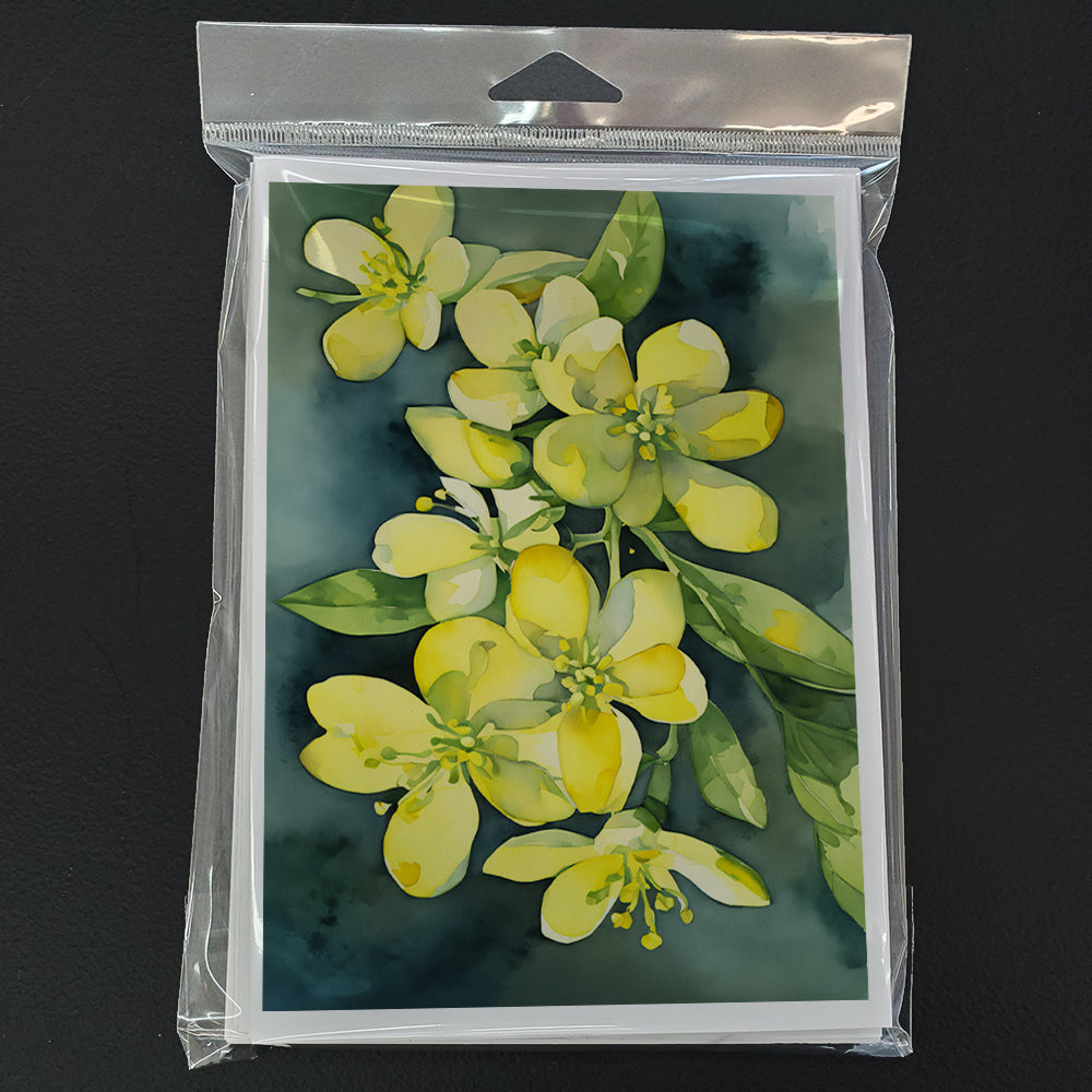 South Carolina Yellow Jessamine in Watercolor Greeting Cards and Envelopes Pack of 8