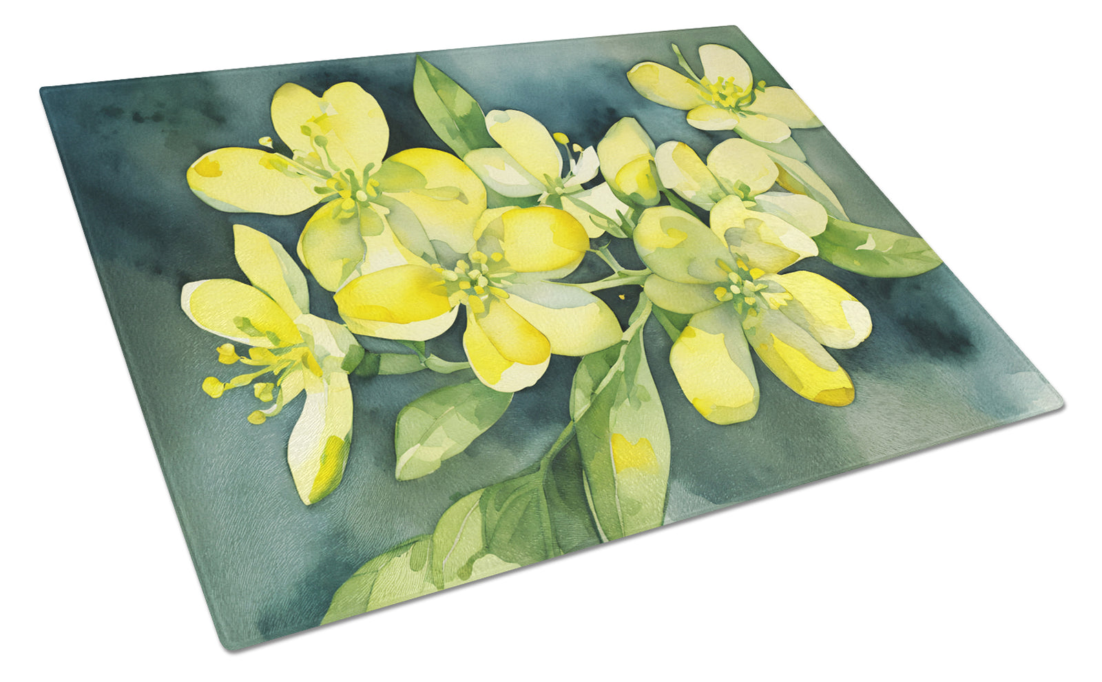 Buy this South Carolina Yellow Jessamine in Watercolor Glass Cutting Board Large