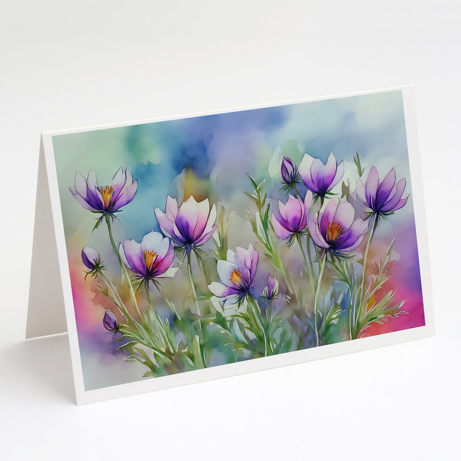 Buy this South Dakota Pasque Flowers in Watercolor Greeting Cards and Envelopes Pack of 8