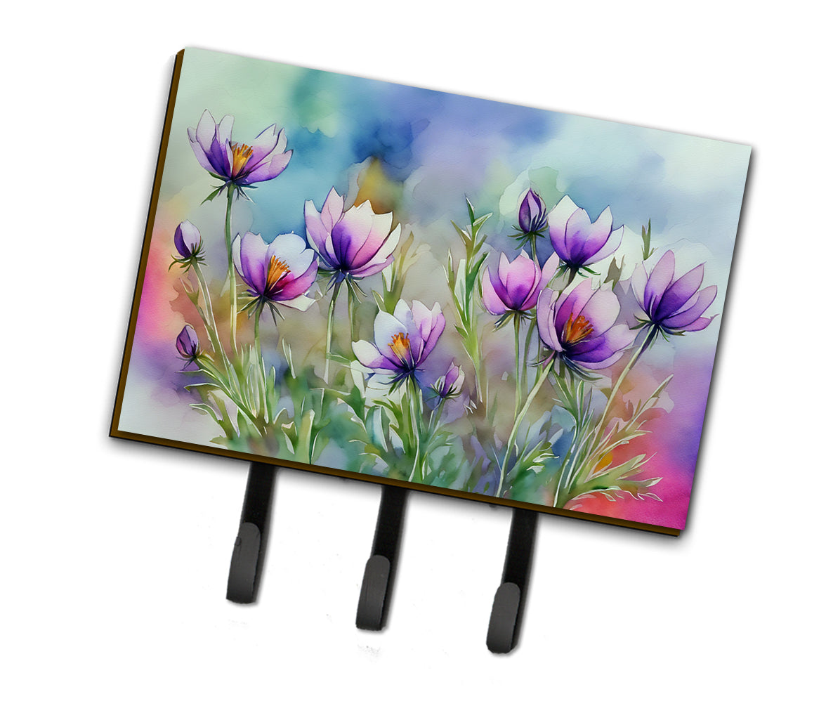 Buy this South Dakota Pasque Flowers in Watercolor Leash or Key Holder