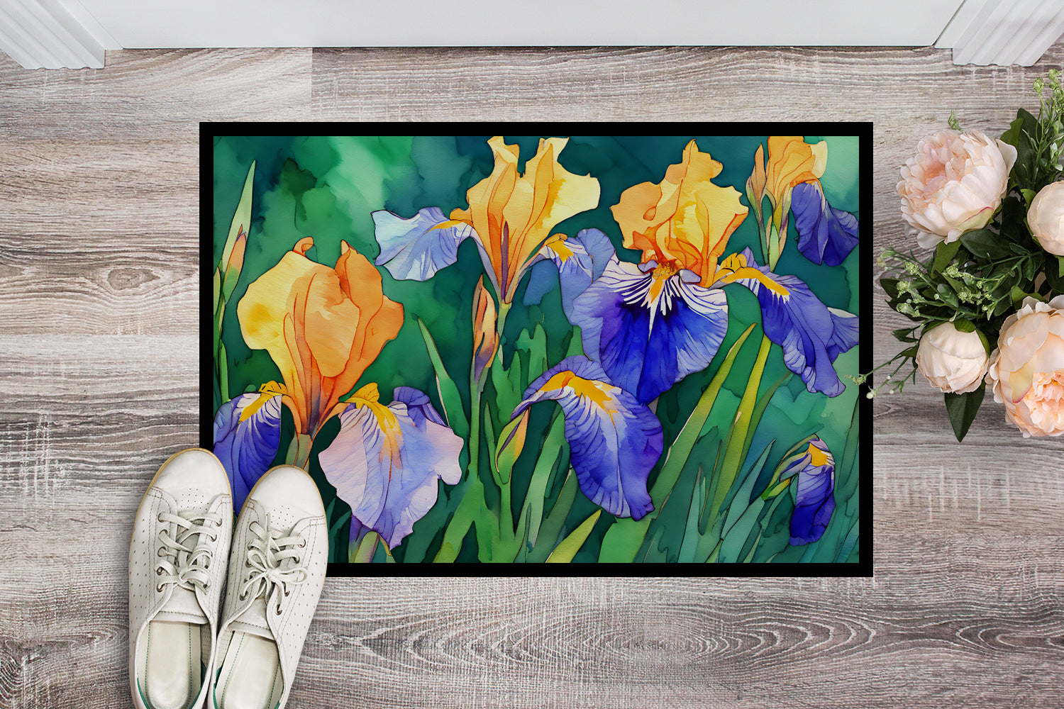 Tennessee Iris in Watercolor Indoor or Outdoor Mat 24x36