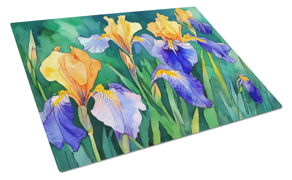 Buy this Tennessee Iris in Watercolor Glass Cutting Board Large