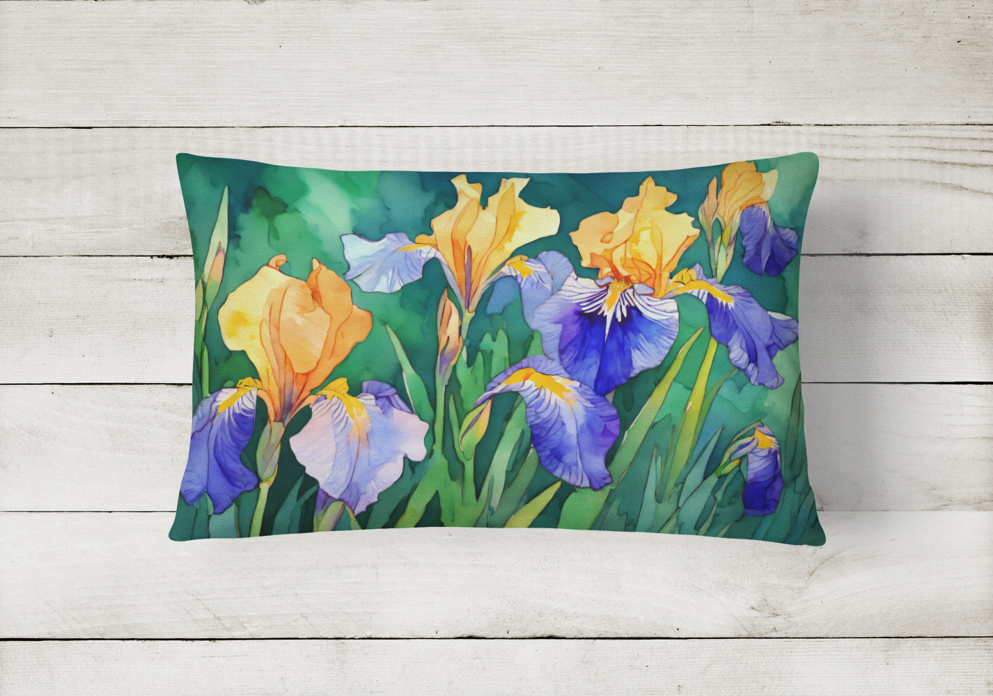 Tennessee Iris in Watercolor Fabric Decorative Pillow