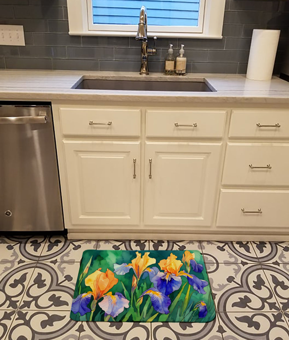 Tennessee Iris in Watercolor Memory Foam Kitchen Mat
