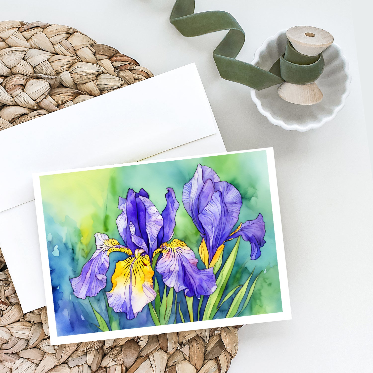 Tennessee Iris in Watercolor Greeting Cards and Envelopes Pack of 8