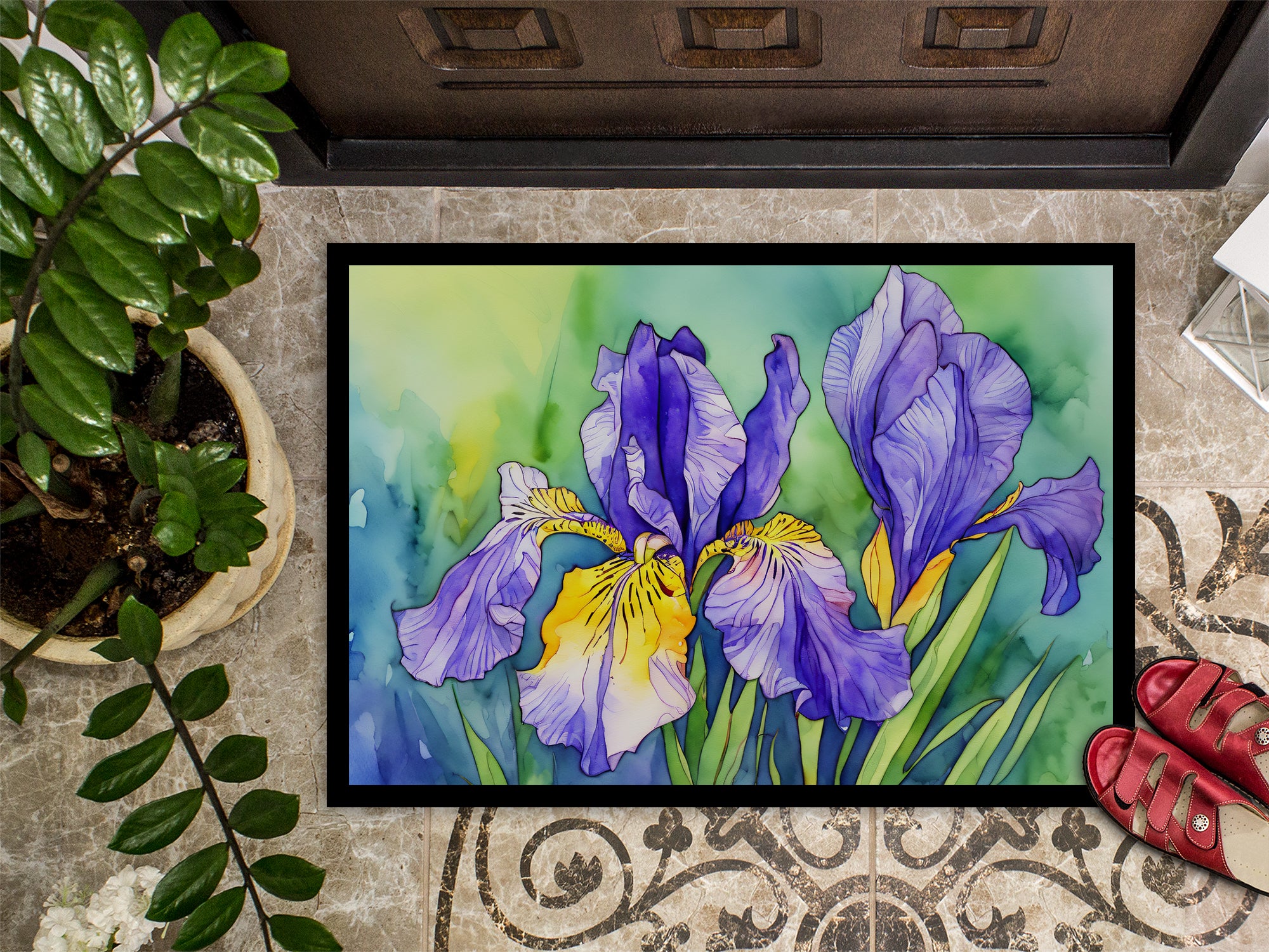Tennessee Iris in Watercolor Indoor or Outdoor Mat 24x36