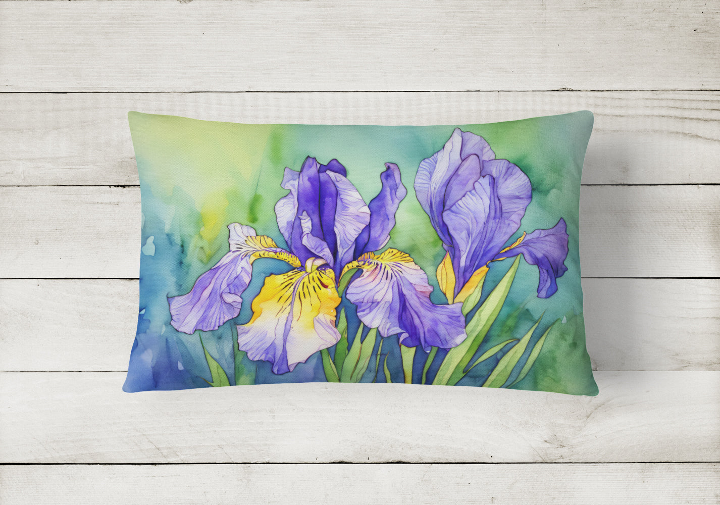 Tennessee Iris in Watercolor Fabric Decorative Pillow