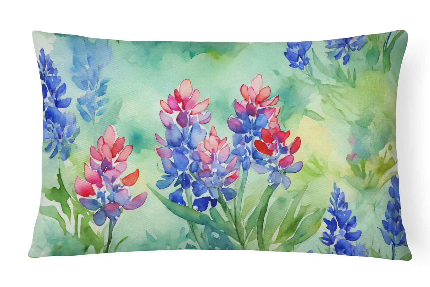 Buy this Texas Bluebonnets in Watercolor Fabric Decorative Pillow
