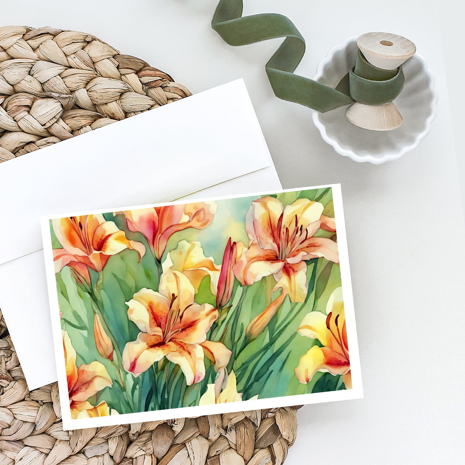 Utah Sego Lilies in Watercolor Greeting Cards and Envelopes Pack of 8