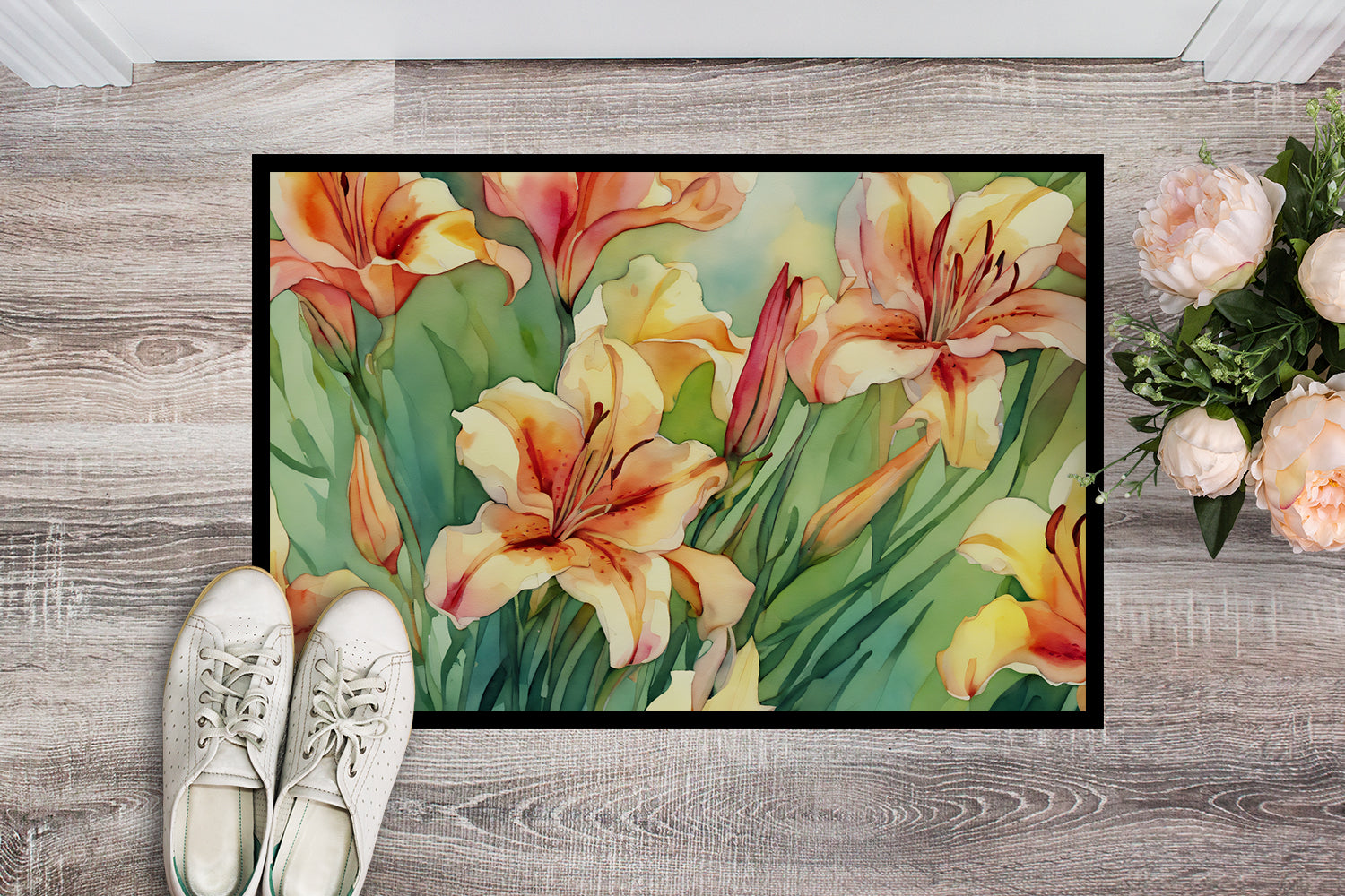 Buy this Utah Sego Lilies in Watercolor Doormat 18x27