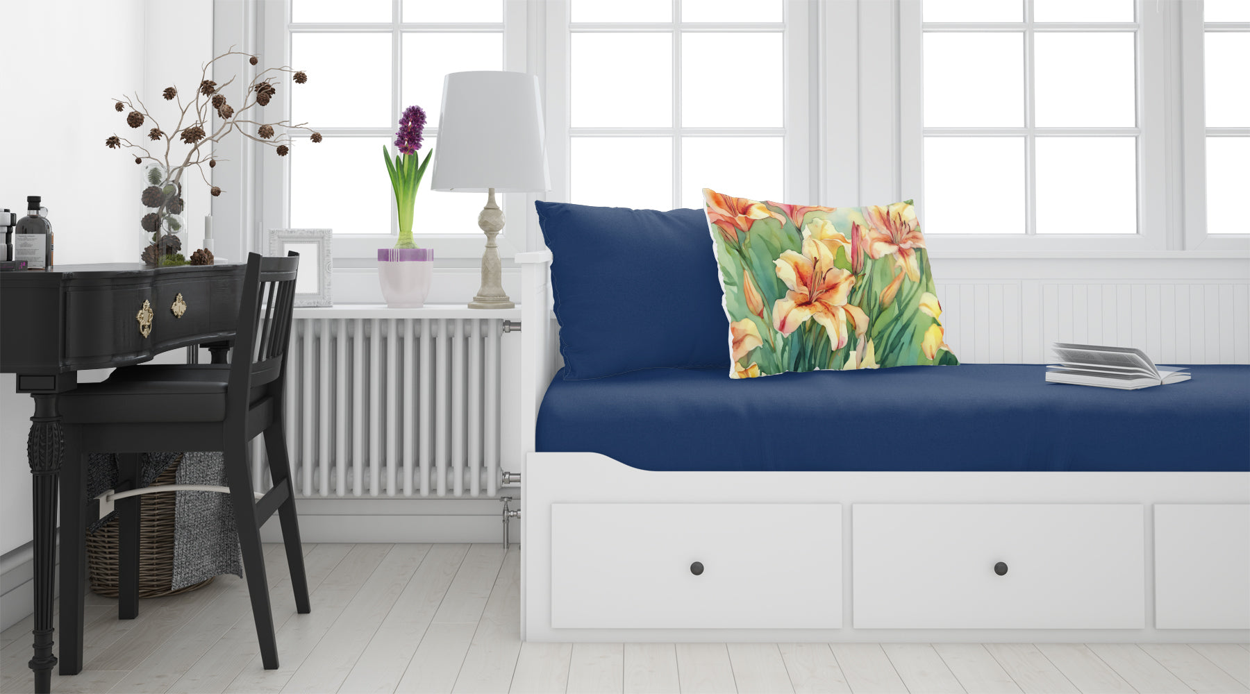 Utah Sego Lilies in Watercolor Fabric Standard Pillowcase