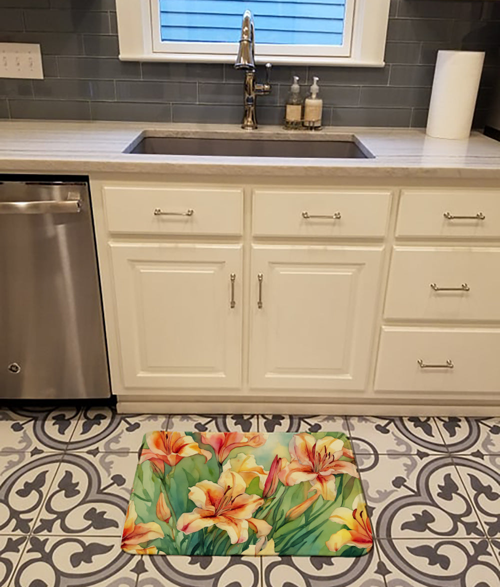 Utah Sego Lilies in Watercolor Memory Foam Kitchen Mat