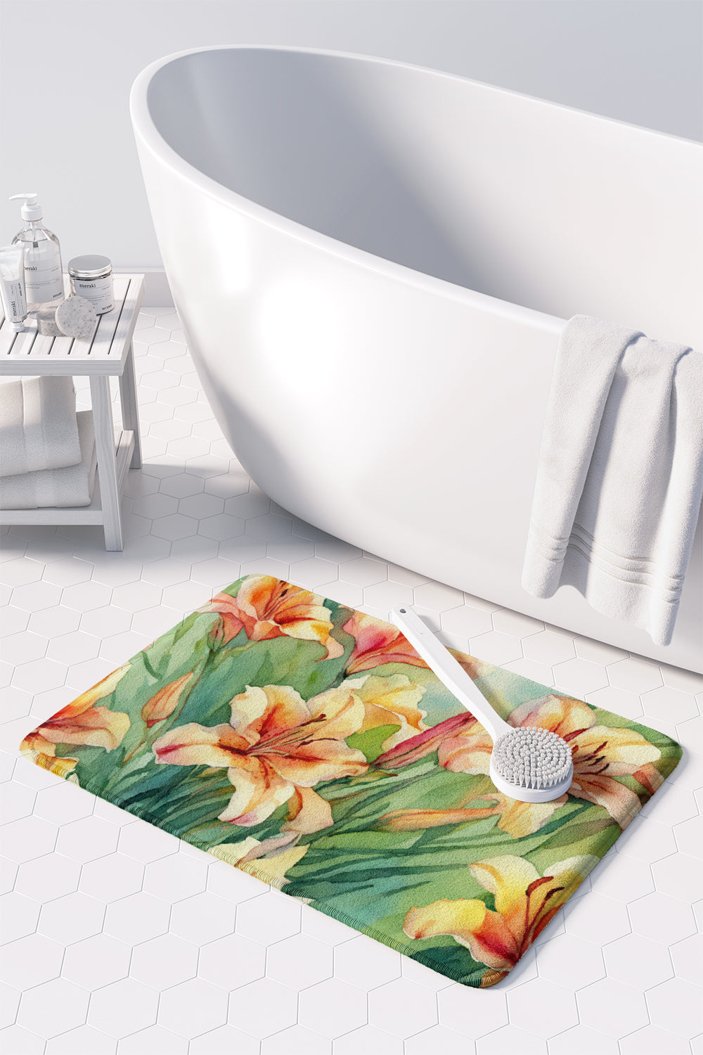 Utah Sego Lilies in Watercolor Memory Foam Kitchen Mat