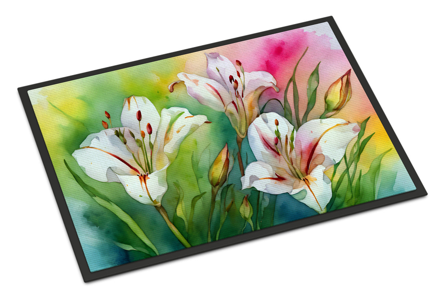 Buy this Utah Sego Lilies in Watercolor Indoor or Outdoor Mat 24x36